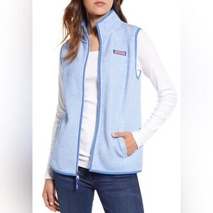 Vineyard Vines Light Blue Zip Up Fleece Sweater Vest Size Medium